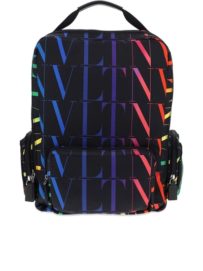 Valentino Garavani Vltn Times Multicolor Backpack In Black