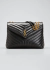 Saint Laurent Loulou Medium Ysl Logo Quilted Leather Bag In Black