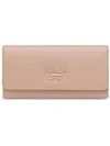 Prada Logo-plaque Folding Wallet In Pink