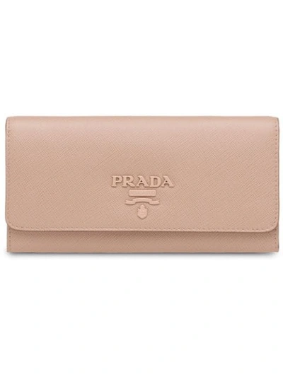 Prada Logo-plaque Folding Wallet In Pink
