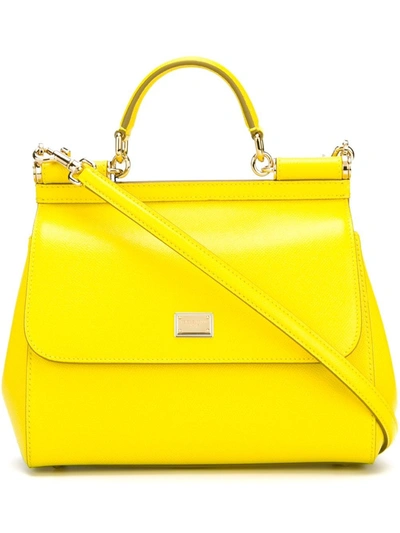 Dolce & Gabbana Medium Sicily Shoulder Bag In Yellow