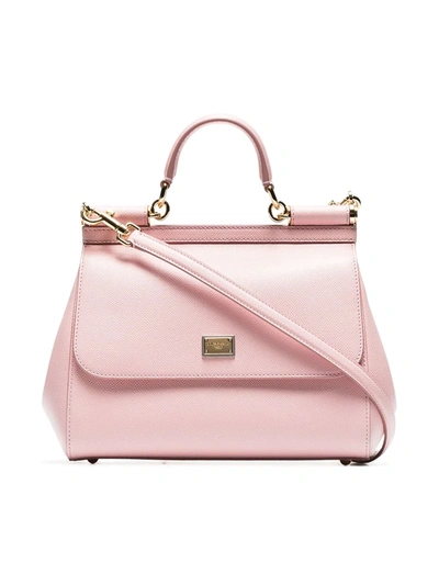 Dolce & Gabbana Pink Sicily Medium Leather Tote In Pink
