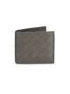 Bottega Veneta Woven Leather Billfold Wallet In Grey