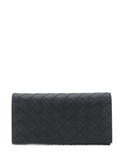 Bottega Veneta Intrecciato Weave Continental Wallet In Black
