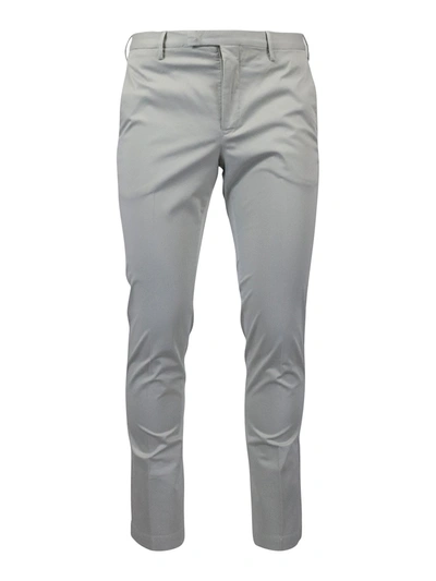 Pt Torino Stretch Cotton Pants In Grey In Beige