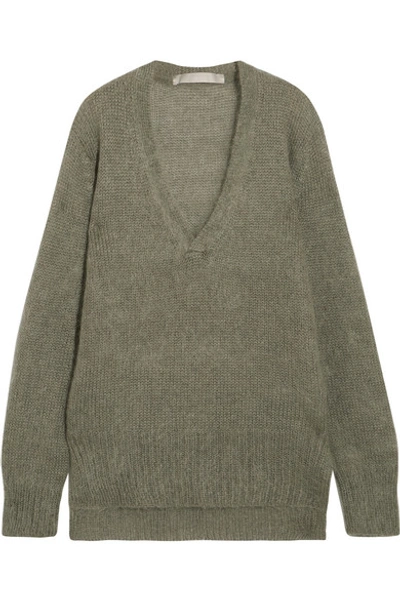 Dion Lee Oversized Mohair-blend Sweater In Army Green