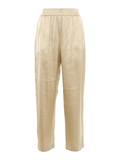 Pt Torino Stretch Cotton Satin Trousers In Golden Color