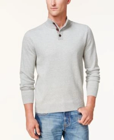 Tommy Hilfiger Men's Textured Polo Sweater, Created For Macy's In Sport Grey Heather