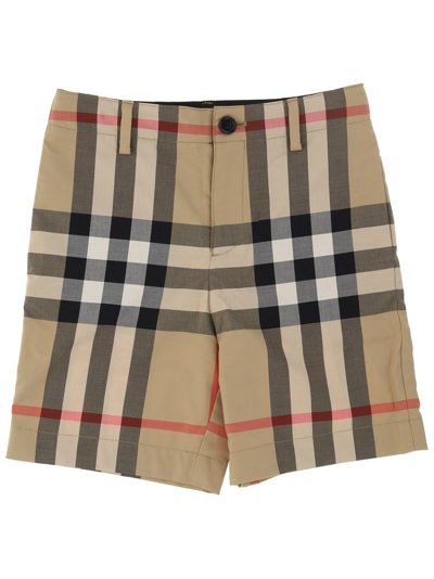 Burberry Kids' Check Stretch-cotton Tailored Shorts In Archive Beige Ip