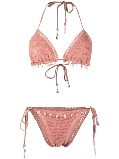 Zimmermann Cassia Crochet Two-piece Bikini Set In Pink