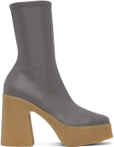 Stella Mccartney Skyla Platform Vegan-leather Ankle Boots In Grey