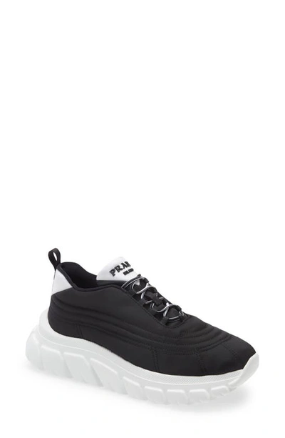 Prada Rush Bicolor Runner Sneakers In Black