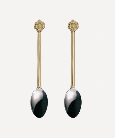 Doing Goods Sunny Sunflower Teaspoon Set Of Two In Gold