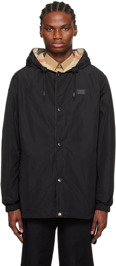 Burberry Elmhurst Reversible Check Jacket In Black