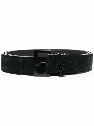 Saint Laurent Men's Black Leather Belt