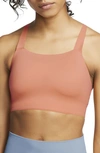 Nike Women's Swoosh Medium-support Padded Sports Bra In Apricot Agate/arctic Orange