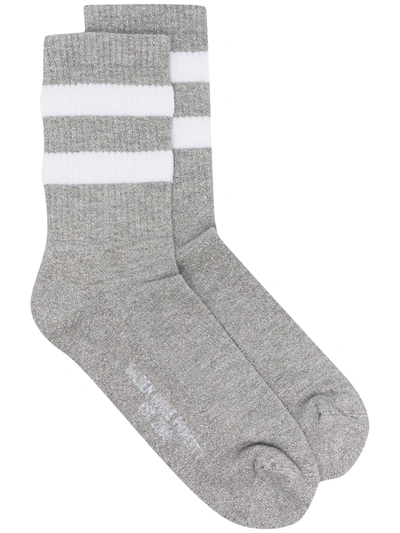Golden Goose Deluxe Brand Striped Crew Socks In Dark Grey/white
