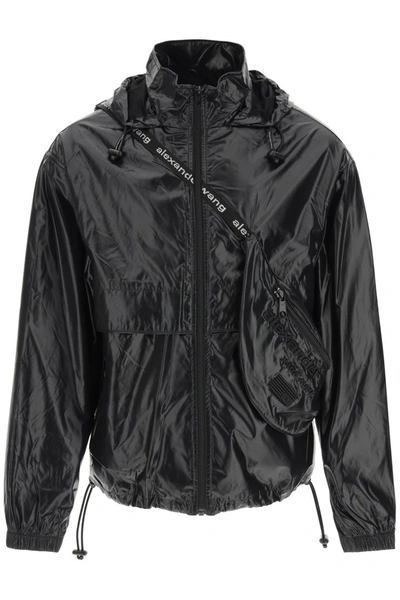 Alexander Wang Nylon Jacket With Integrated Belt Bag In Black