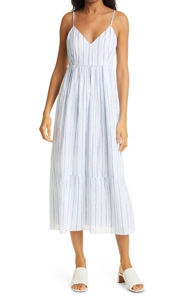 white christmas dresses Women's Blue Shirred Back Midi Shirt Dress