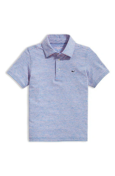 Vineyard Vines Kids' Bradley Stripe Sankaty Performance Polo In Ocean Breeze