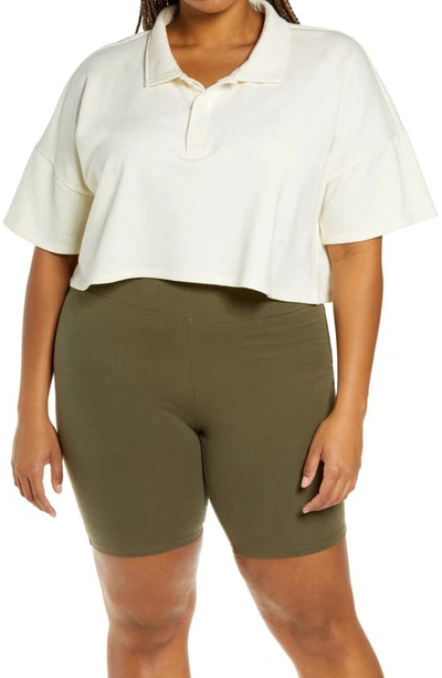 Bp. French Terry Crop Polo In Ivory