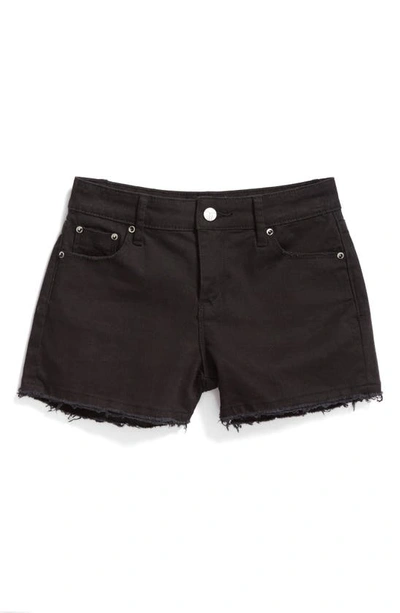 Tractr Kids' Distressed High Rise Fray Hem Denim Shorts In Black