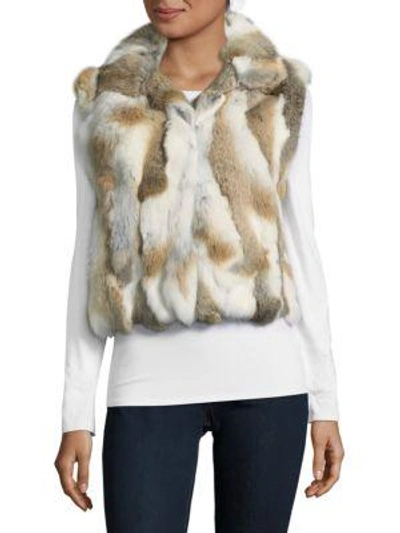 Adrienne Landau Rabbit Fur Vest In Natural Brown