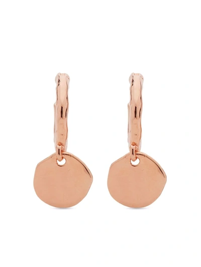 Monica Vinader Rose Gold Plated Vermeil Silver Siren Muse Mini Drop Huggie Hoop Earrings In Pink