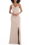 After Six One-shoulder Draped Cowl-neck Maxi Dress In Beige