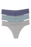 Natori Bliss Perfection Lace Trim Thong In Baby Blue / Freesia / Caf
