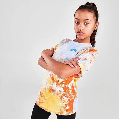 Nike Kids' Sportswear Wild Run Sky Dye Print T-shirt Size Medium 100% Cotton In White/white