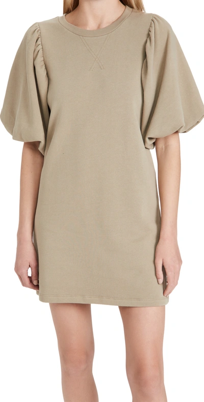 Rebecca Minkoff Mina Elbow Puff Sleeve French Terry Dress In Sage