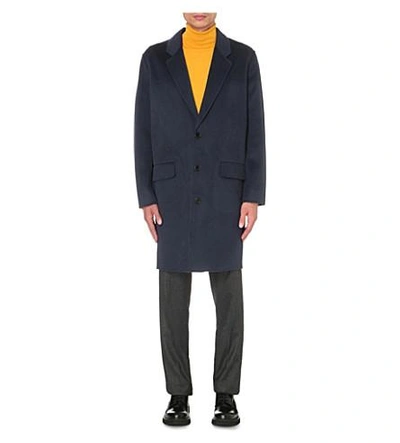 Sandro Single-breasted Wool And Cashmere-blend Coat In Blue