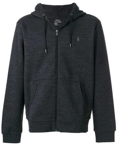 Polo Ralph Lauren Herringbone Double-knit Zip Hooded Sweatshirt In Black