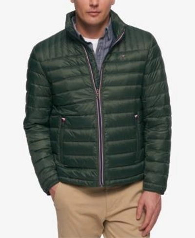 Tommy Hilfiger Men's Down Quilted Packable Logo Jacket In Green