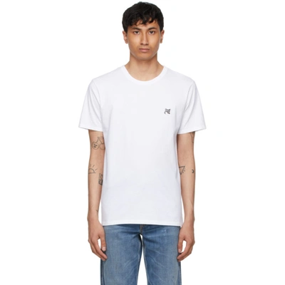 Maison Kitsuné Achromatic Fox Head Embroidered Patch Cotton T-shirt In White