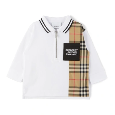 Burberry Unisex Mini Matthew Long Sleeve Polo Shirt - Baby In White