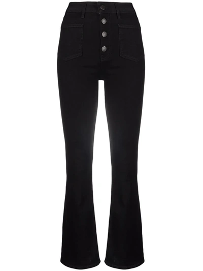 Maje Passion High Waist Flare Jeans In Black