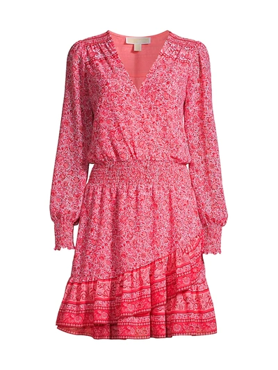 Michael Michael Kors Julia Scarf Print Dress In Rose Pink