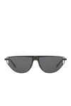 Versace 57mm Flat Top Sunglasses In Matte Black/ Black Solid