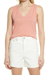 Madewell Whisper Shout Cotton V-neck Tank In Faded Tulip