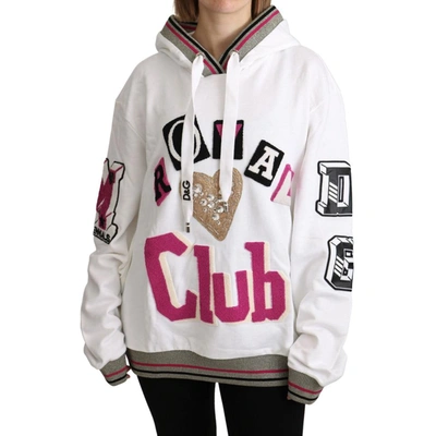 Dolce & Gabbana White Royal Club Hooded Crystal Sweater
