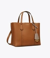 Tory Burch Sm Perry Triple-compartment Leather Tote In Light Umber