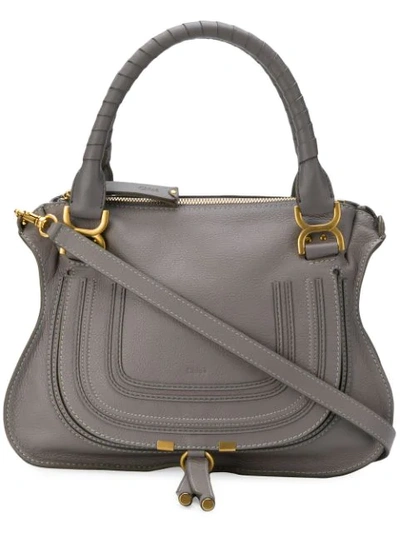 Chloé Marcie Leather Handbag In Grey