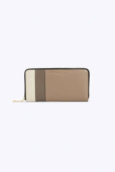 Marc Jacobs Standard Color Block Saffiano Leather Continental Wallet In French Gray Multi/gold