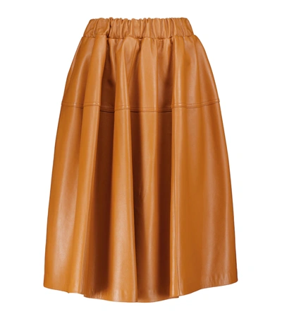 Marni Soft Nappa Leather Skirt In Gold Brown