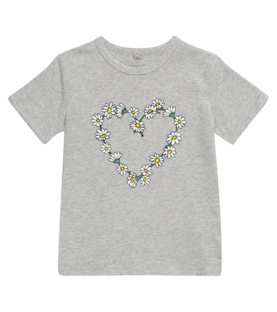 Stella Mccartney Teen Daisy-chain Heart-print T-shirt In Grey