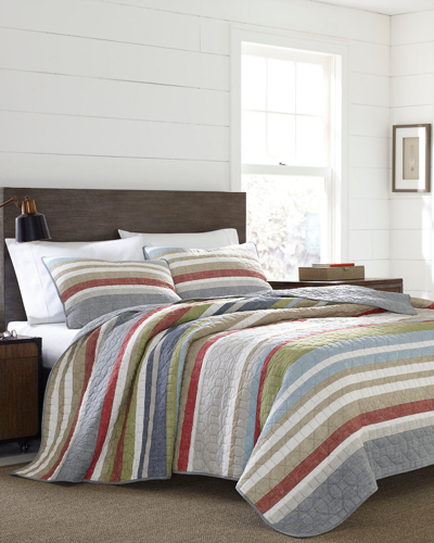 Eddie Bauer Salmon Ladder Stripe Reversible 2-piece Twin Quilt Set Bedding In Multi