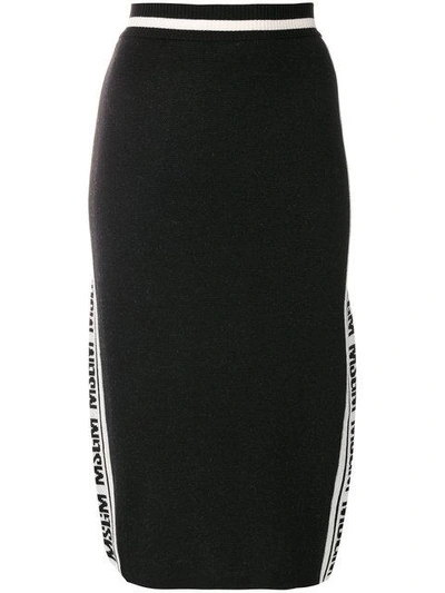 Msgm Black Logo Tape Skirt