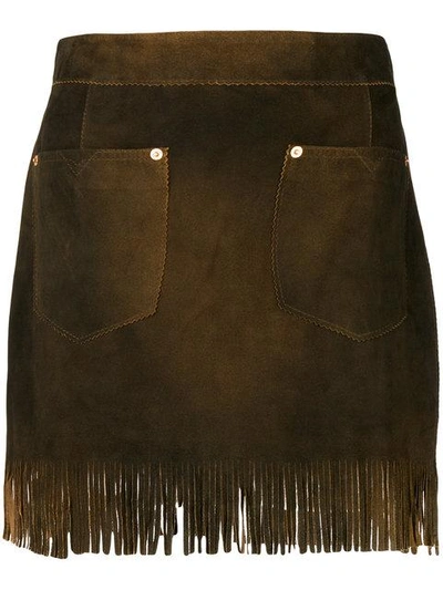 Diesel Fringed Mini Skirt In Brown